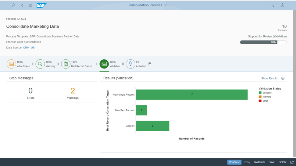 screenshot of SAP Master Data Governance